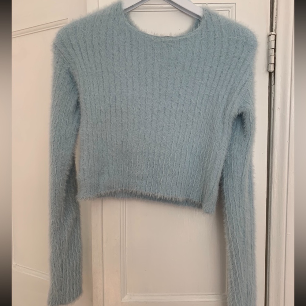 Fuzzy light blue sweater